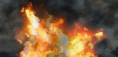 fire flames background with smoke 3d-illustration © wetzkaz