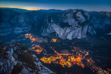 Yosemite Valley at night, California, USA - Powered by Adobe