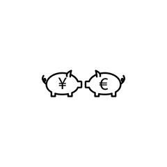 cash pig yen and euro outline style icon. Element of currency war icon for mobile concept and web apps. Thin line cash pig yen and euro outline style icon can be used for web