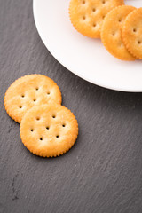 pile of round crackers