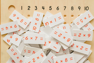 Montessori classroom material for learning children in the area of ​​mathematics, addition,...