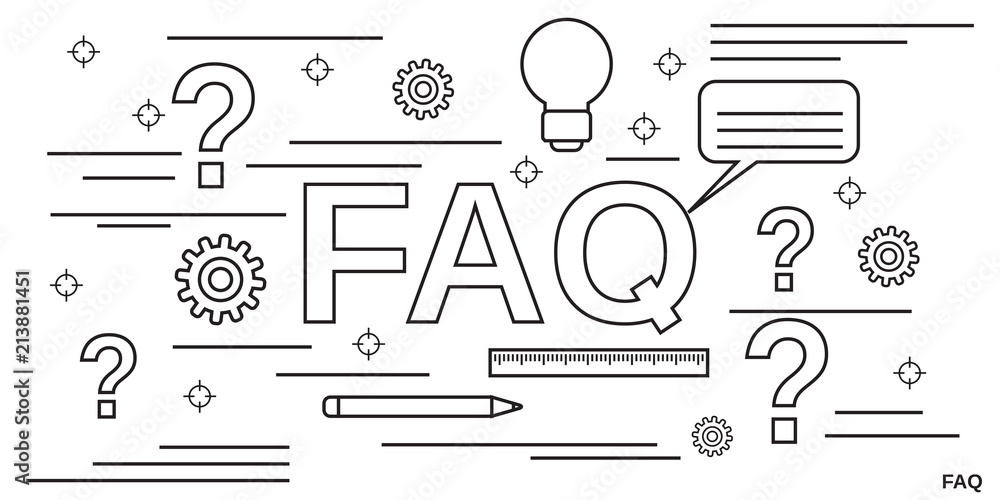 Aufkleber faq, user guide, tutorial thin line art style vector concept