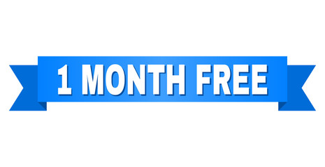 1 MONTH FREE text on a ribbon. Designed with white caption and blue stripe. Vector banner with 1 MONTH FREE tag.