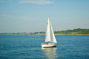 Sailboat racing in Newport, Rhode Island. 