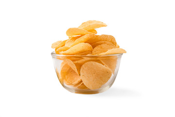Potato in bowl isolated on white background.