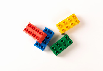 Building toy block isolated on white background.