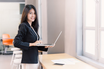 Business Woman Working with Computer laptop for background.