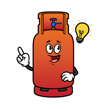 recommend clip art: Cartoon Gas Cylinder Character With Idea