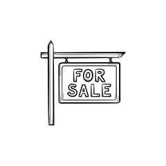 Basic for sale sign hand drawn outline doodle icon