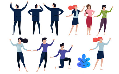 Fototapeta premium biuro koncepcja ludzie biznesu wektor ilustracja Płaska konstrukcja. kolekcja w wielu pozach mężczyzny i kobiety.