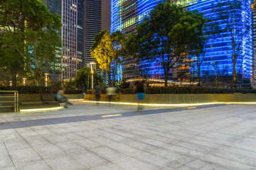 empty brick road nearby office building, china.