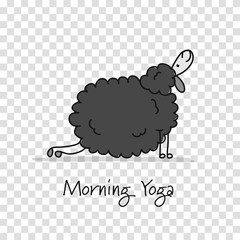 Funny sheep doing yoga, sketch for your design