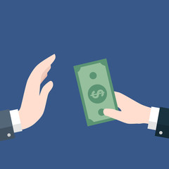 Businessman giving money, no corruption - Vector Flat Design