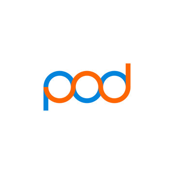 POD Initial Lowercase Letters, Connected And Rounded Logo.