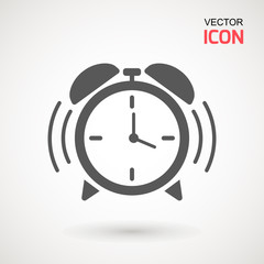 Alarm Clock icon vector, Flat design style. Simple watch icon. Wake up, get up concept, Time sign isolated on white background.