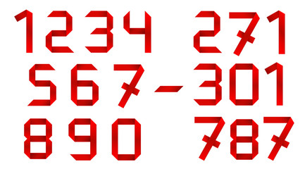 Set of red ribbon numbers on white background. Vector illustration ready and simple to use for your design. Can be use for template your design, presentation, promo, ad. EPS10.