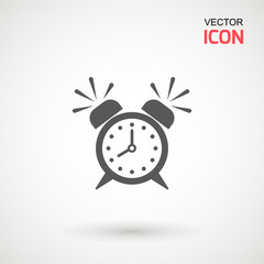 Alarm Clock icon vector, Flat design style. Simple watch icon. Wake up, get up concept, Time sign isolated on white background.