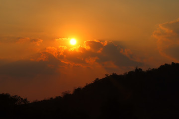 Sunset at the valley on a natural background