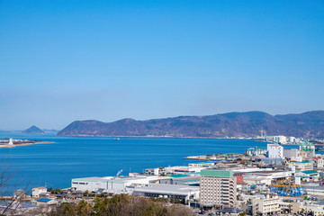 Fototapeta na wymiar Landscape of Sakaide port in the Seto Inland Sea,Kagawa,Shikoku,Japan