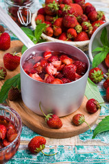 Slices of red strawberries