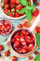 Slices of red strawberries