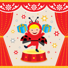 birthday card decoration with kids in animal costume