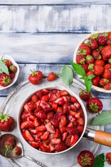 Slices of red strawberries