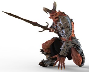 3D illustration demon monster isolated on white background
