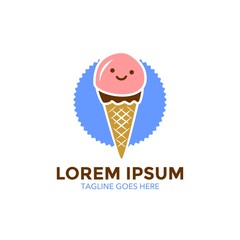 Unique ice cream logo template. vector. editable. simple shape. minimalist color. memorable