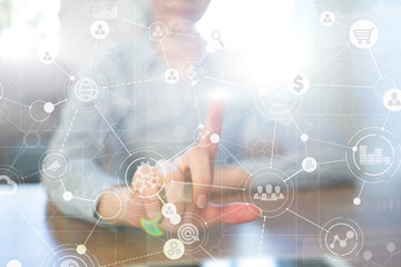 Template for text, Virtual screen Background with icons. Business, internet technology and networking concept.