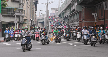Motorbike traffic in taipei city