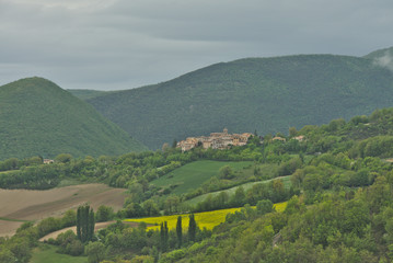 Scenic landscape of Sibilini national park in Umbria, Italy