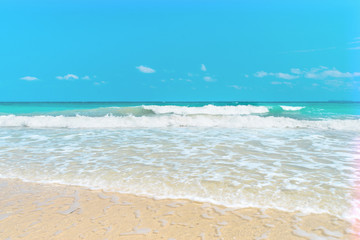 White sand beach with crystal clear azure sea water in Grande Sperone bay