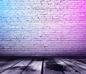 bricks room with neon lights