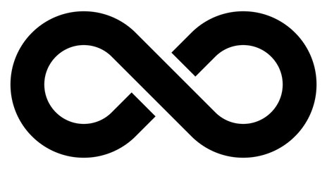 infinity symbol black - simple with discontinuation - isolated - vector - obrazy, fototapety, plakaty