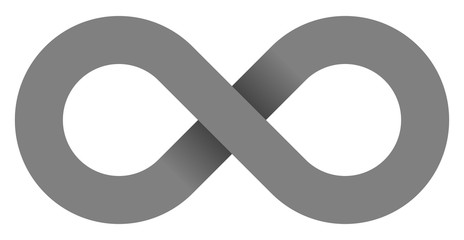 infinity symbol medium gray - simple with shadow - isolated - vector