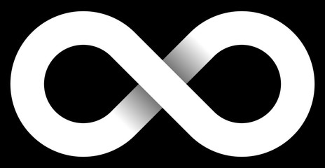 infinity symbol white - simple with shadow - isolated - vector