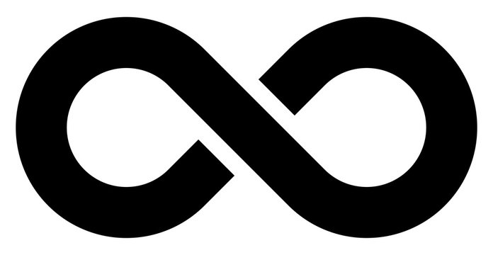 infinity symbol black - simple with discontinuation - isolated - vector