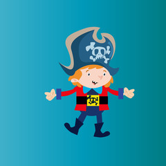 happy cute kids pirate seaman robber sailor burglar buccaneer cartoon character
