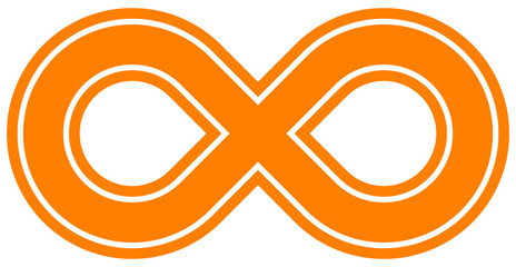infinity symbol orange - outlined - isolated - vector