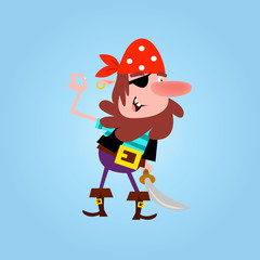 happy cute bearded pirate seaman robber sailor burglar buccaneer cartoon character