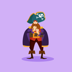 happy cute bearded pirate seaman robber sailor burglar buccaneer cartoon character