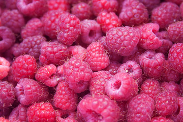 Heap of red raspberries
