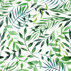 groene bladeren aquarel naadloze patroon vector