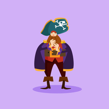 recommend clip art: happy cute bearded pirate seaman robber sailor burglar buccaneer cartoon character