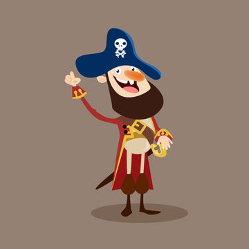 happy cute bearded pirate seaman robber sailor burglar buccaneer cartoon character