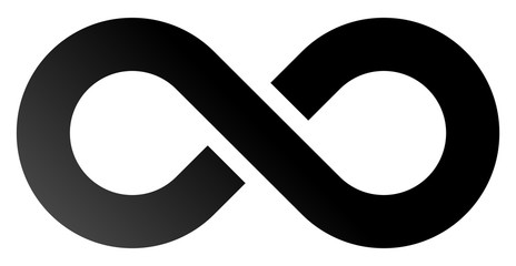 infinity symbol black - gradient with discontinuation - isolated - vector