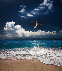 Panele Szklane Podświetlane  morze i księżyc