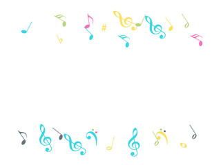 Music Notes Confetti Falling Chaos Vector. Music Symbols Texture Poster Background Elements. Party Night, Festival, Celebration or Concert, Melody Notes Trail. Decorative Song Sheets Chaos Effect.