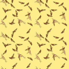 Military camouflage seamless pattern in yellow, beige and brown colors